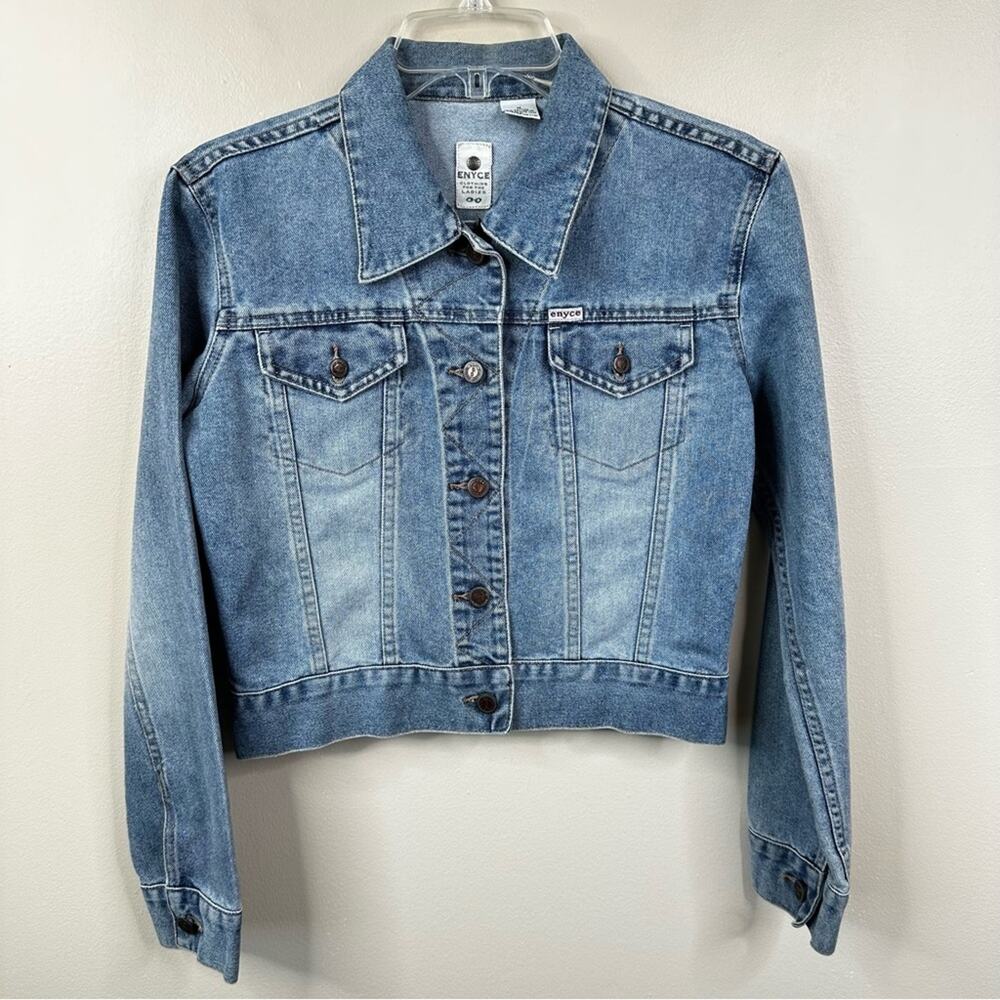 Vintage Y2K Enyce Jean Jacket Womens M Blue Denim Button Front 90s Streetwear